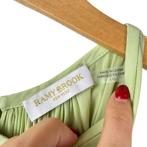 Ramy Brook Paris Light Green Sleeveless Halter Smocked Drop Waist Mini Dress - Picture 11 of 13